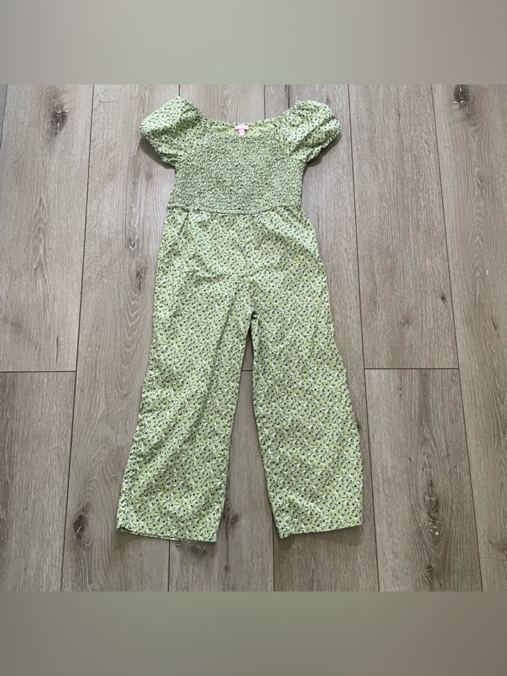 Lucky Penny Girl's Floral Jumpsuit - Size 5 Boho Smocked Puff Sleeve